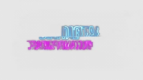 Loop Digital Transformation blue pink neon text glitch effect Stock Footage 259817432