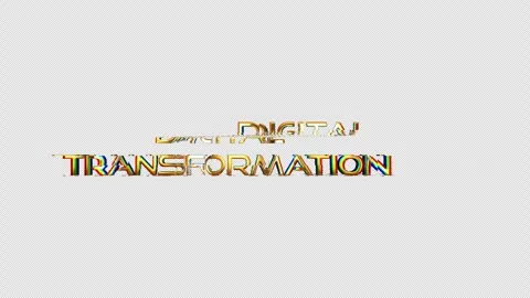 Loop Digital Transformation golden shine light motion text Video stock 243359714