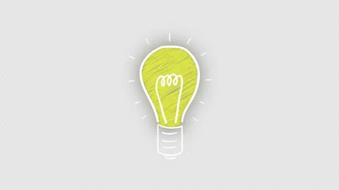 Loop Doodle Animation of a Rough, Hand-Drawn Light Bulb Turning On Stock Footage 343218948