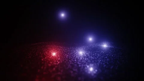 Loop dotted waves with red blue lights endless travel animation Stock Footage 345683971