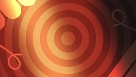 Loop Dynamic abstract circles radiate with warm, vibrant color against a dark Video stock 328822850
