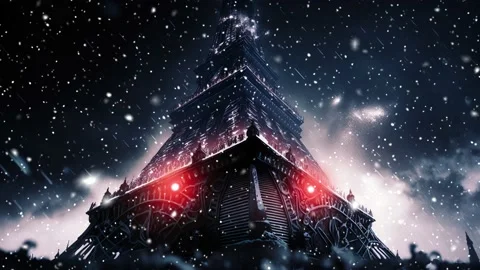 Loop. Eiffel Tower. Future. Loop. Falling snowflakes on Eiffel Tower. Snowflakes Stock Footage 235940099