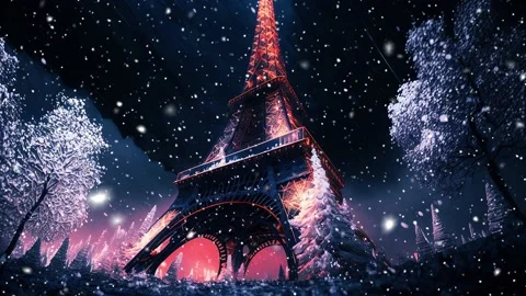Loop. Eiffel Tower. Future. Loop. Falling snowflakes on Eiffel Tower. Snowflakes 库存影片 235940127