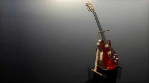 Loop electric guitar in the dark with bright lights Stock Footage 115965545