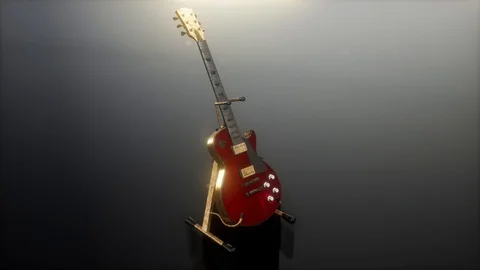 Loop electric guitar in the dark with bright lights Stock Footage 116982345