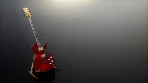 Loop electric guitar in the dark with bright lights Stock Footage 118996951