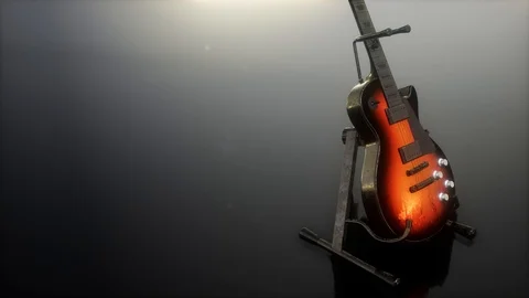 Loop electric guitar in the dark with bright lights Stock Footage 120456821
