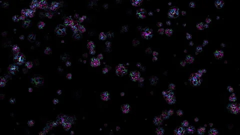 Loop energy ball particles flow up on black abstract background Stock Footage 304274862