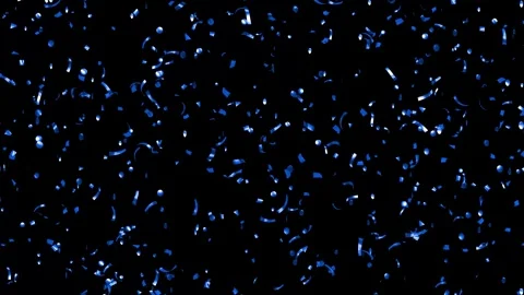 Loop Falling down blue confetti on black background With Matte Channel Stock Footage 278907604
