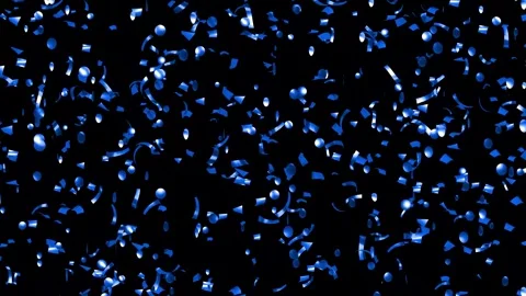 Loop Falling down blue confetti on black background With Matte Channel Stock Footage 278907857