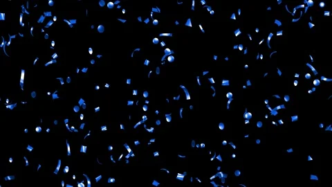 Loop Falling down blue confetti on black background With Matte Channel Stock Footage 278908118