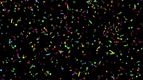 Loop Falling down confetti on black background With Matte Channel Stock Footage 278949964