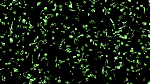 Loop Falling down green confetti on black background With Matte Channel Stock Footage 278868061