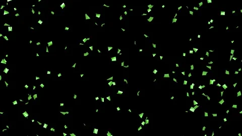 Loop Falling down green confetti on black background With Matte Channel Stock Footage 278868268