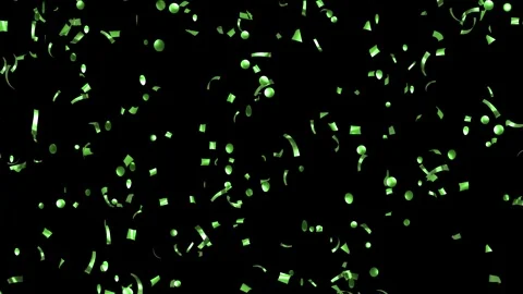 Loop Falling down green confetti on black background With Matte Channel Stock Footage 278868431