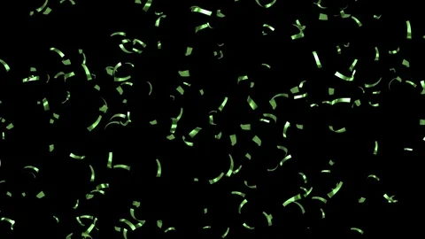 Loop Falling down green confetti on black background With Matte Channel Stock Footage 278868630
