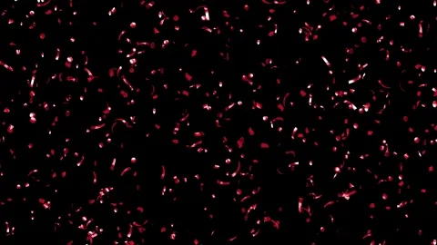 Loop Falling down Red confetti on black background With Matte Channel Stock Footage 278942441