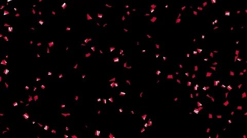 Loop Falling down Red confetti on black background With Matte Channel Stock Footage 278942514