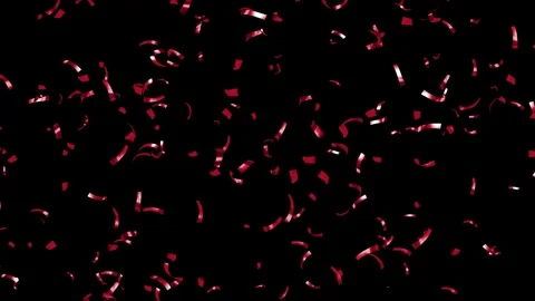 Loop Falling down Red confetti on black background With Matte Channel Stock Footage 278942564