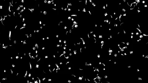 Loop Falling down silver confetti on black background With Matte Channel Stock Footage 278854427