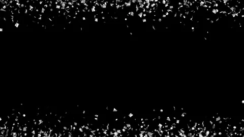 Loop Falling silver confetti on black, blue background With Matte Channel Stock Footage 279876588