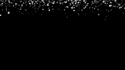 Loop Falling silver confetti on black, blue background With Matte Channel Stock Footage 279876673