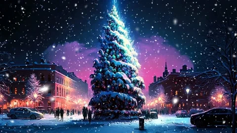 Loop. Falling snowflakes. Falling snowflakes effect. Noel. Loop. Christmas tree. Stock Footage 234419808