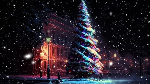 Loop. Falling snowflakes. Falling snowflakes effect. Noel. Loop. Christmas tree. Video stock 234419809