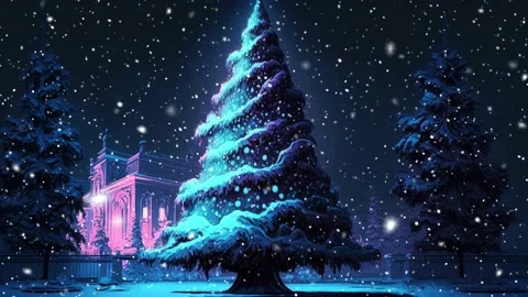 Loop. Falling snowflakes. Falling snowflakes effect. Noel. Loop. Christmas tree. Stock Footage 234419840