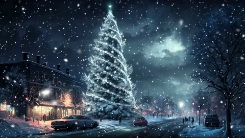 Loop. Falling snowflakes. Falling snowflakes effect. Noel. Loop. Christmas tree. 库存影片 235545744