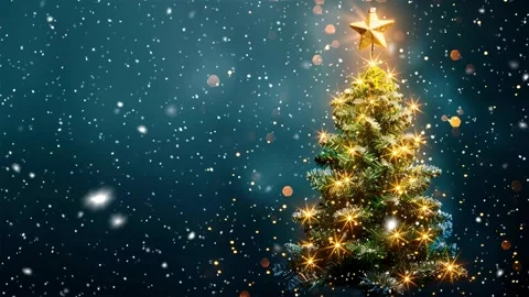 Loop. Falling snowflakes. Falling snowflakes effect. Noel. Loop. Christmas tree. Stock Footage 270019542