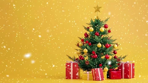 Loop. Falling snowflakes. Falling snowflakes effect. Noel. Loop. Christmas tree. Stock Footage 270019991