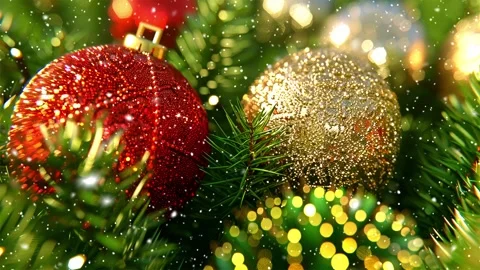 Loop. Falling snowflakes. Falling snowflakes effect. Noel. Loop. Christmas tree. Stock Footage 270020017
