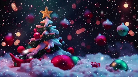 Loop. Falling snowflakes. Falling snowflakes effect. Noel. Loop. Christmas tree. Stock Footage 270020389