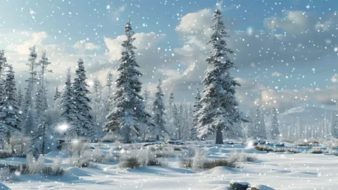 Loop. Falling snowflakes. Falling snowflakes effect. Noel. Loop. Christmas tree. Stock Footage 270020471