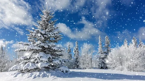 Loop. Falling snowflakes. Falling snowflakes effect. Noel. Loop. Christmas tree. Stock Footage 270020492