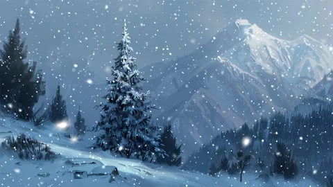 Loop. Falling snowflakes. Falling snowflakes effect. Noel. Loop. Christmas tree. Stock Footage 270020551