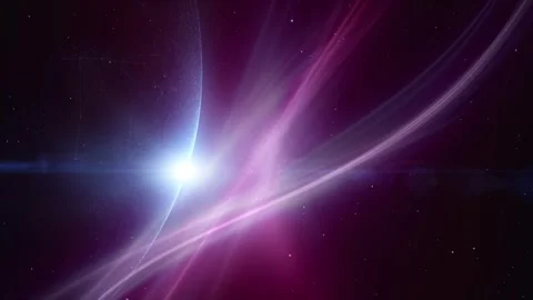 Loop fantasy artistic universe with planets and color light motion Stock Footage 337239217