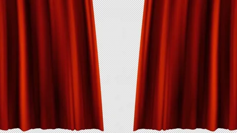 Loop file - Red stage curtain opening and closing animation Stock Footage 208907455