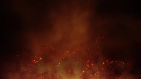 Loop fire flames with sparks and smoke animation background Stock Footage 341897679