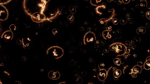 Loop fire number particles animation on black abstract background Stock Footage 317819471