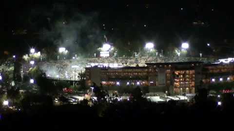 Loop of firework display at the finale of the historic 2015 Rose Bowl Stock-Footage 45581319