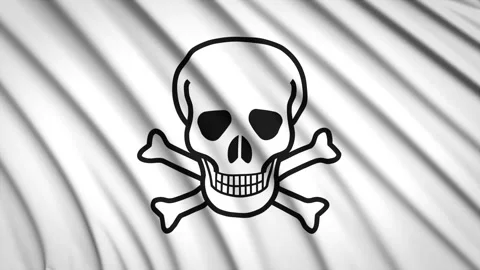 Loop Flag Skull and Crossbones Stock Footage 155548691