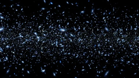 Loop flickering blue stars particles flying on black background Stock Footage 312929961