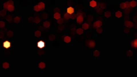 Loop flickering orange red hexagon bokeh falling down Stock Footage 210978475