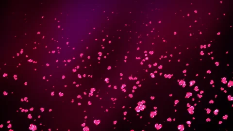 Loop flow up pink red heart on black abstract background Stock Footage 308535802