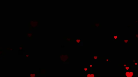 Loop flow up red hearts on black background Stock Footage 234620288