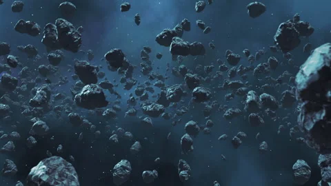Loop Flying asteroids in outer space Video stock 278419459