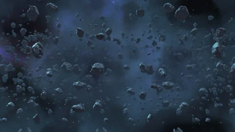 Loop Flying asteroids in outer space Stock Footage 278421179