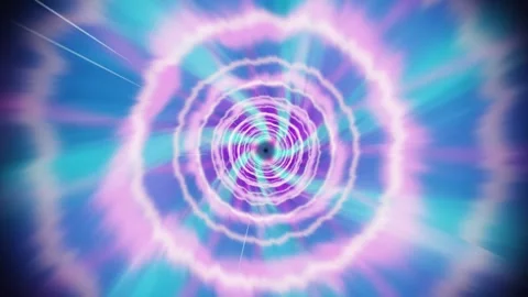 Loop flying through a glowing cosmic wormhole and hyperspace warp tunnel Stock Footage 347527713